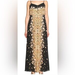 Free People Black and Gold Floral Maxi Dress